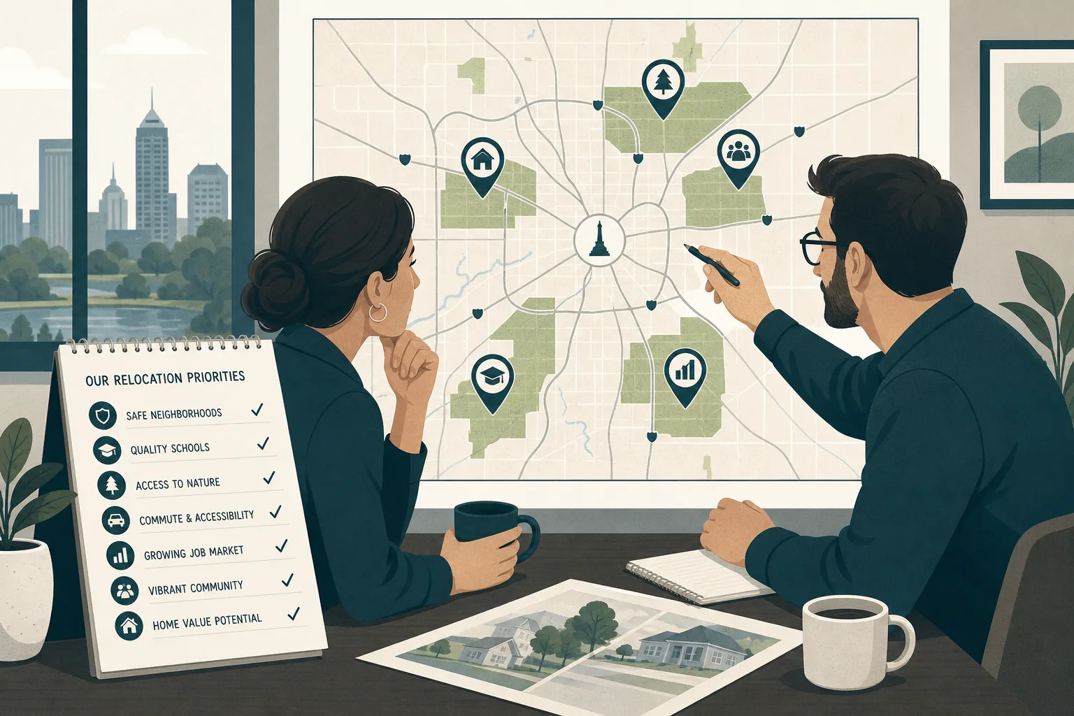 An image of people relocating to Central Indiana